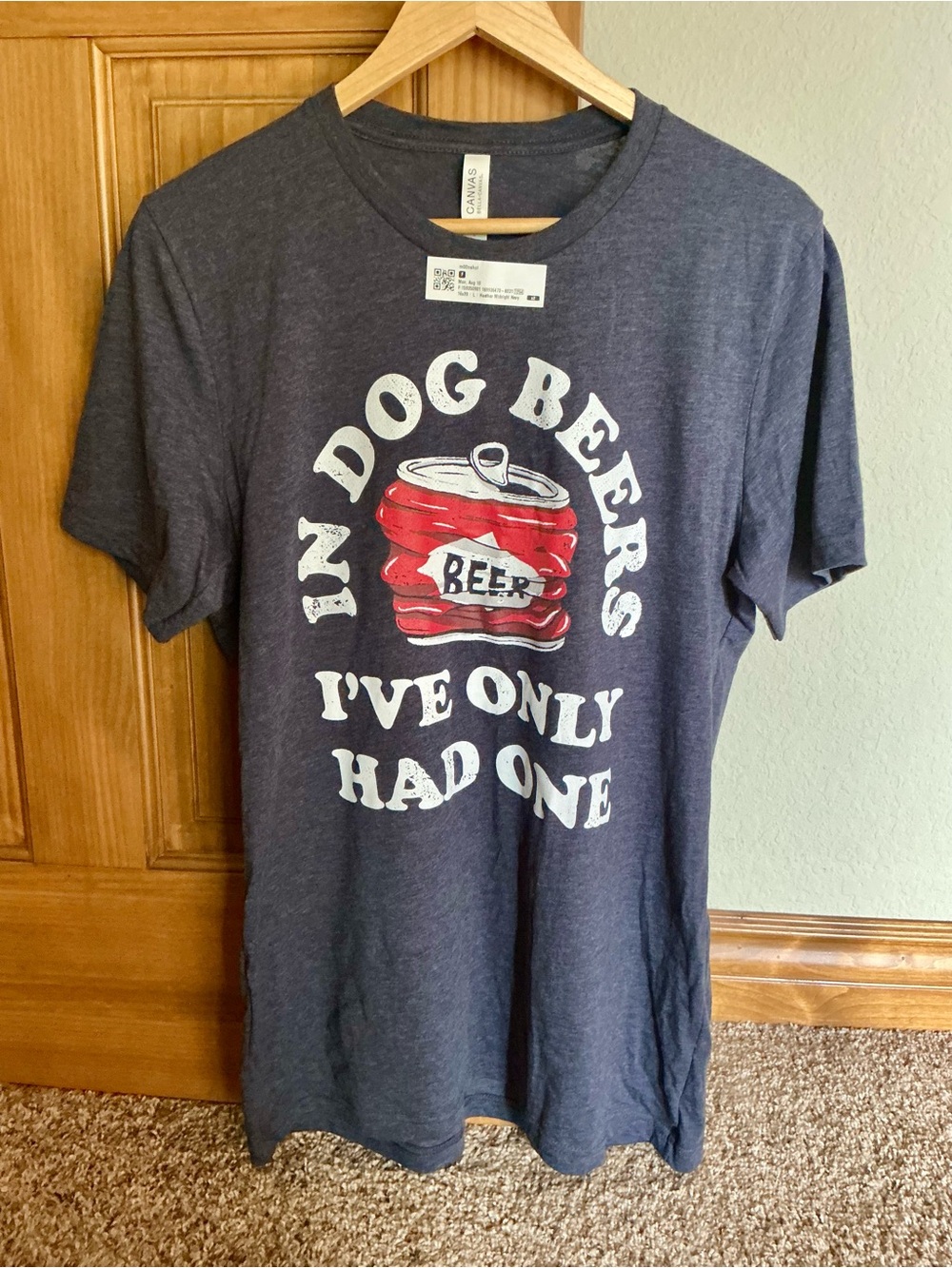 In Dog Beers I’ve Only Had One Mens MoonShot T-Shirt Large L Funny Tee Blue NEW - Picture 2 of 4